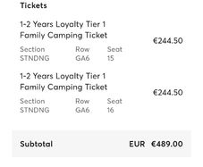 All Together Now Family camping ticket x 1 ATN