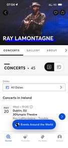 ray laMontagne tickets front Row 20th May