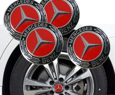 4PCS 75MM Mercedes Red and Black Car Alloy Wheel Center Wheel Hub Caps A B C CLA CLS G M R W202