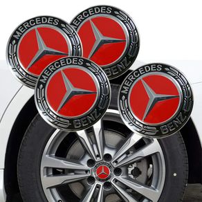 4PCS 75MM Mercedes Red and Black Car Alloy Wheel Center Wheel Hub Caps A B C CLA CLS G M R W202