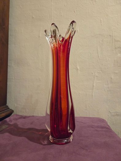 Mid Century Glass Swung Vase