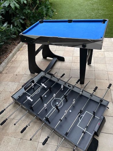 Two in one table soccer and pool