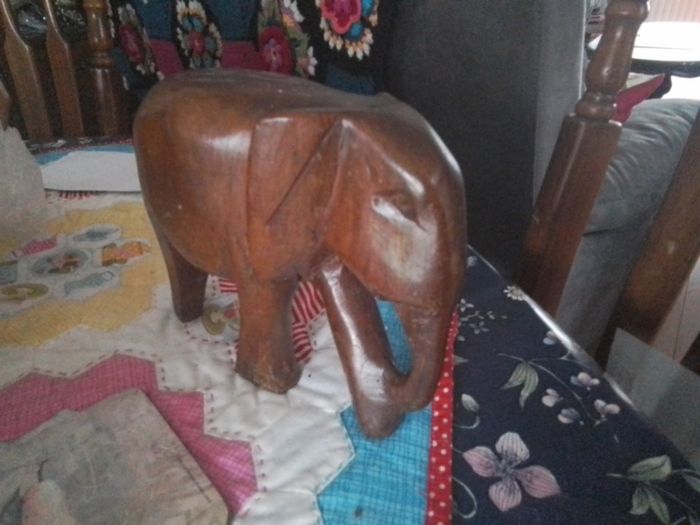 Large Carved Wooden Elephant