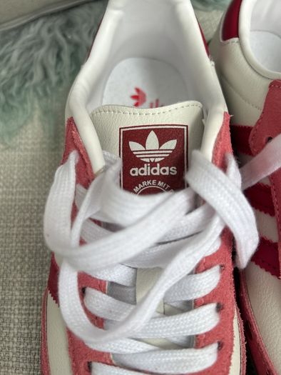 Raspberry Pink & White Lace Up Trainers, Samba Style UK Size 6