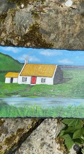 Handpainted Kerry Cottage On Slate