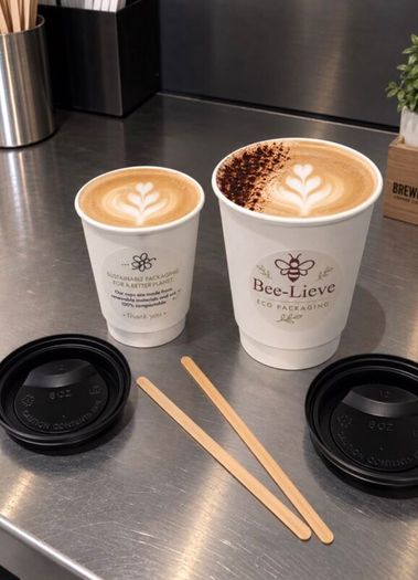 50 pack Eco-Friendly Compostable Coffee Cups Kit