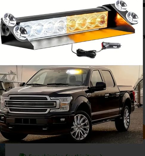 Car suction cup 8 strobe flashing light  LED  yellow and white