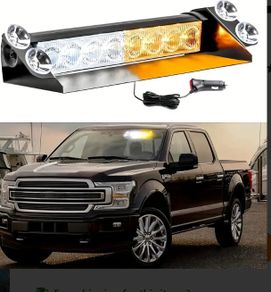 Car suction cup 8 strobe flashing light  LED  yellow and white