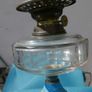 Vintage Victorian oil lamp CAST IRON BASE with Bristol  bowl Image 2