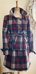Lee Cooper Woolblend Plaid/Tartan Coat Size UK10-12