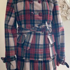 Lee Cooper Woolblend Plaid/Tartan Coat Size UK10-12