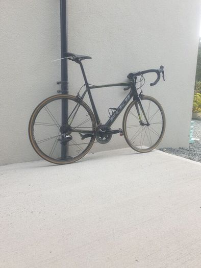 Carbon road race bike.