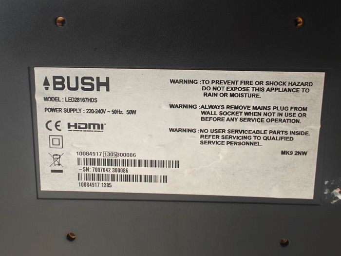 Bush 32" LED TV - Model LED28167HDS - Fully Working