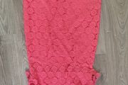 Coral colour lace dress