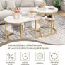 Set of 2 Elegant Coffee Tables with Practical Storage, Marble Design and Metal Frame, White and Gold Living Room Tables Gold Image 5