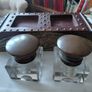 Antique double ink well desk stand Image 2