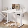 Electric Standing Desk 120 x 60cm, Height Adjustable Sit Stand Desk with 3 Memory Presets, Home Office Desk with Anti-Collision System, Quiet Motor, 2 Hooks, White Image 4