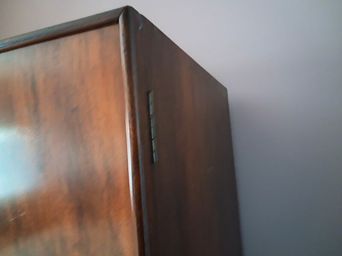 Walnut finish wardrobe, old