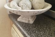 Alabaster fruit in bowl
