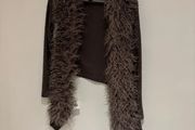 Chip Chip Brown Faux Fur Trim Cardigan Jacket Y2K Boho Size M 38 10