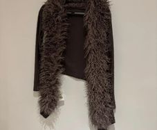 Chip Chip Brown Faux Fur Trim Cardigan Jacket Y2K Boho Size M 38 10