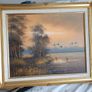 Vintage Framed Oil Painting (53x62cm) - J. Havard Sunset Image 4
