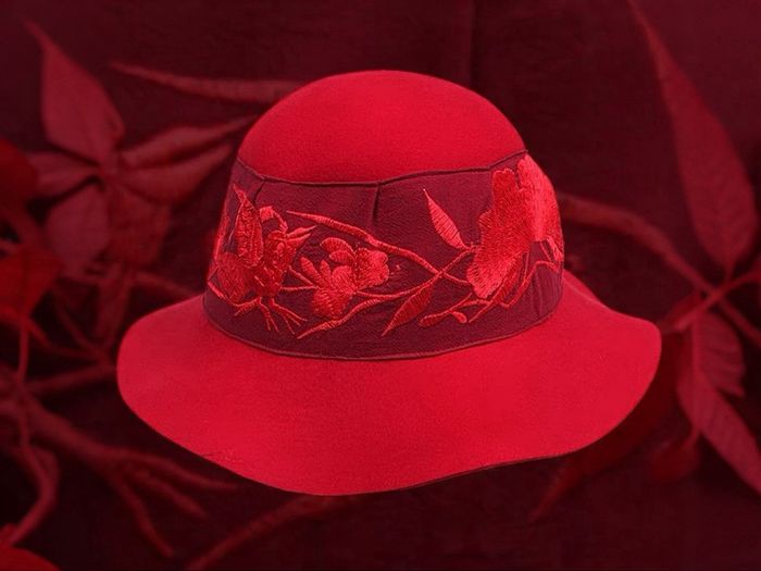 Brand new Designer red wool felt hat