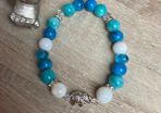 Handmade Mother Of Pearl Turquoise Elephant Bracelet
