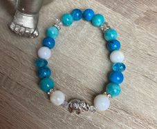 Handmade Mother Of Pearl Turquoise Elephant Bracelet