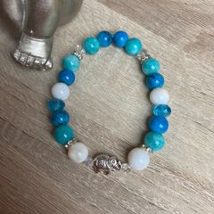 Handmade Mother Of Pearl Turquoise Elephant Bracelet