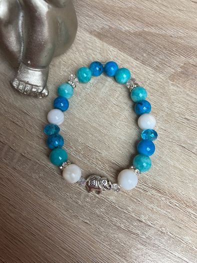 Handmade Mother Of Pearl Turquoise Elephant Bracelet