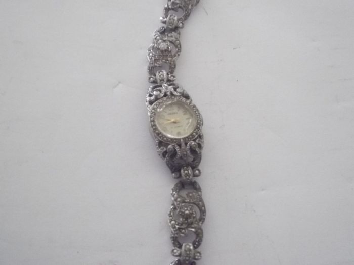 a art deco ladies marcasite wrist watch by trebex working