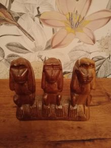 Vintage Hand Carved 3 Wise Monkeys