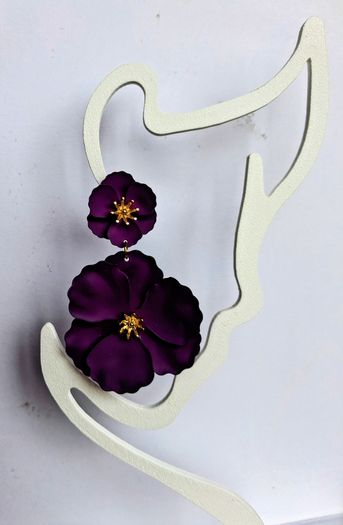 Aubergine & Gold Double Drop Primrose Earrings