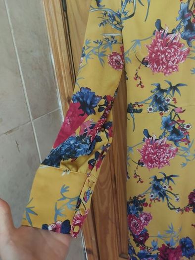 Mustard floral mini dress (free postage)