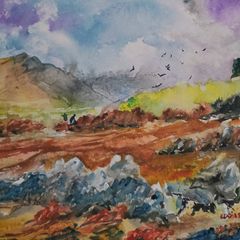 Glassilaun Beach watercolour