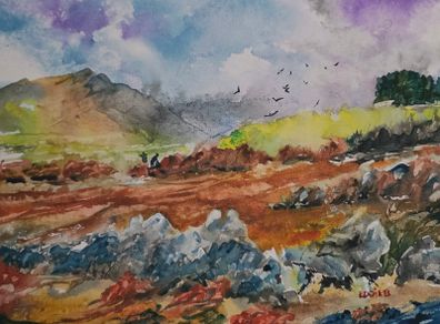 Glassilaun Beach watercolour