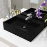 Basin with Faucet Hole Ceramic Black 51.5x38.5x15 cm Image 5