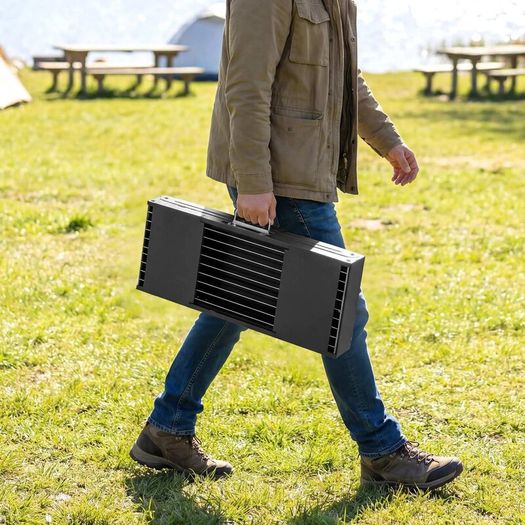 Portable BBQ Grill  Foldable Charcoal Grill with 2 Side Shelves and Handle