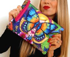 Handmade "Butterfly" 100% silk clutch bag