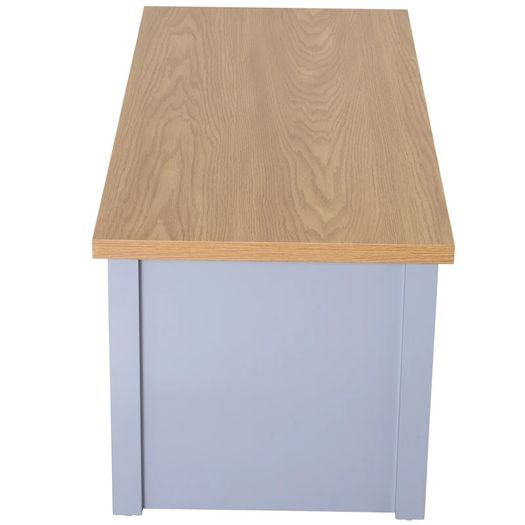 Coffee Table, 2-tier Centre Table with Storage Shelf and Wood Grain Tabletop, Rustic Living Room Table, Grey