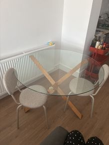 Round glass dining table
