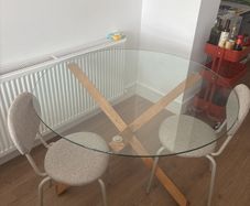 Round glass dining table