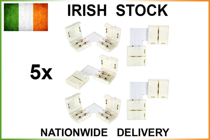 5050 5630 LED Strip Light Connectors L Shape Adapters 10mm 2pin NO Soldering