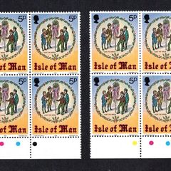 1978 Isle of Man Christmas Commemorative Stamp Plate Block of 1B1B1B1B & 1C1C1C1C Mint Never Hinged (MNH)