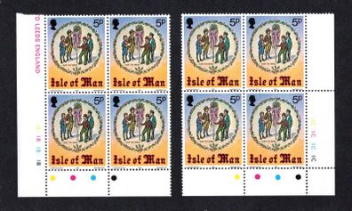 1978 Isle of Man Christmas Commemorative Stamp Plate Block of 1B1B1B1B & 1C1C1C1C Mint Never Hinged (MNH)