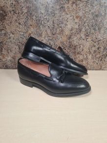 Mens Herring Fletcher Tasselled Rubber Sole Shoes Black Leather Slip On Size Uk 10.5 Eu 44.5