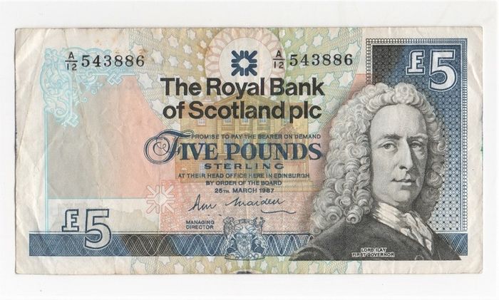 1987 The Royal Bank Of Scotland Plc,5 Pound Banknote