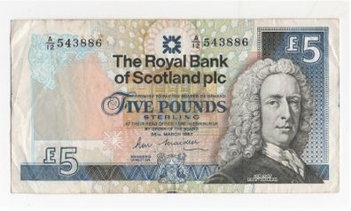 1987 The Royal Bank Of Scotland Plc,5 Pound Banknote