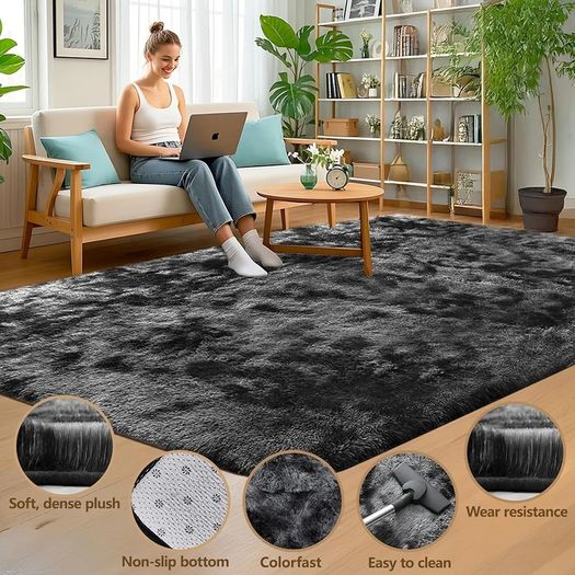 Rugs Living Room 200x300cm Soft Fluffy Area Rugs for Bedroom - Washable Rugs - Antiskid Large Shaggy Carpets Suit for Bedroom Dorm Nursery Kids Room Office Lounge Home Decor